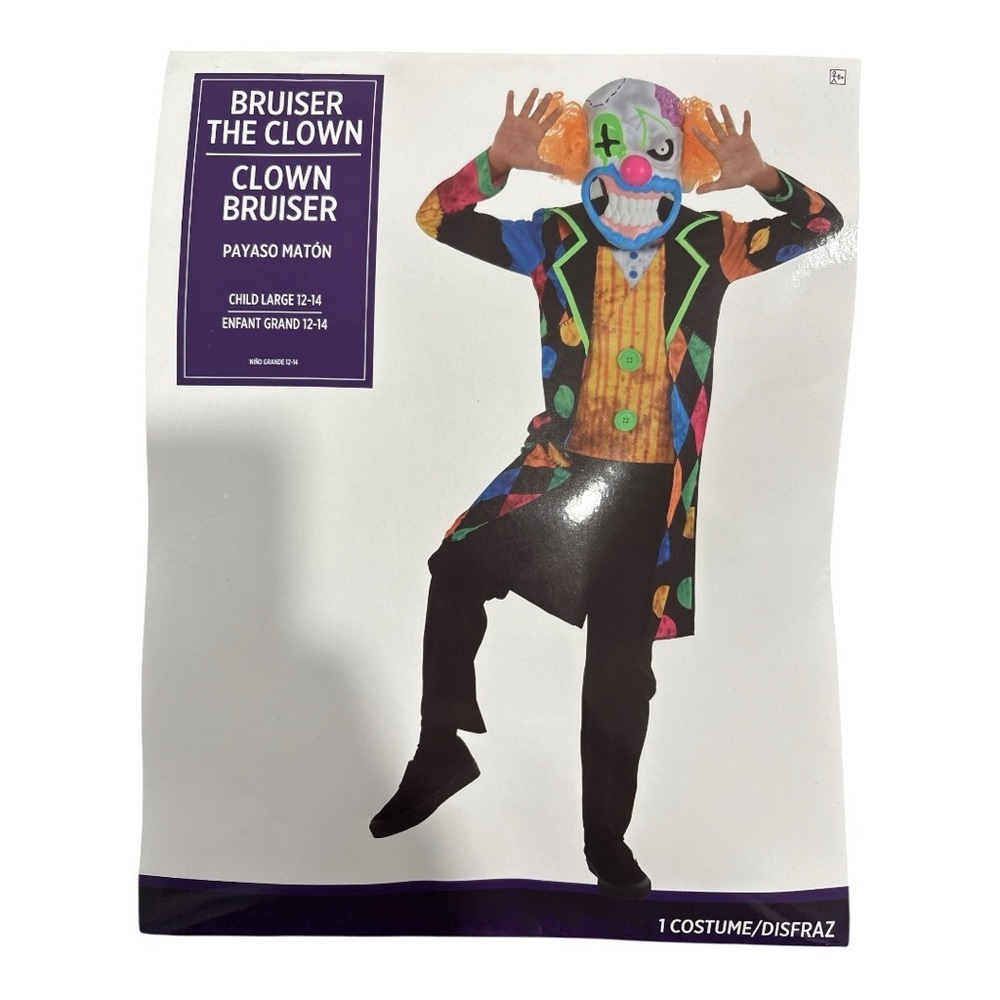 NWT Bruiser the Clown Child Costume Scary Circus Carnival Halloween Large 12-14